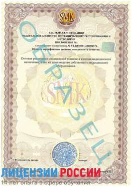 Образец сертификата соответствия (приложение) Нехаевский Сертификат ISO 13485